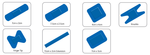 Microplast Assorted Sterile Blue Detectable Plasters x 100