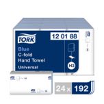 Tork 120188 C-Fold 1-Ply Blue Hand Towel – Case of 4608