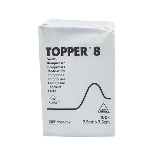 Topper 8 Swabs Non Sterile 7.5cm x 7.5cm 4-ply x100