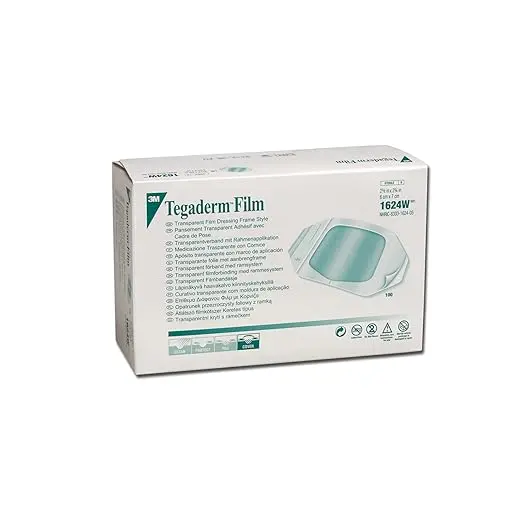 3M Tegaderm Transparent Film Dressing (1624W) - 6cm x 7cm x 100