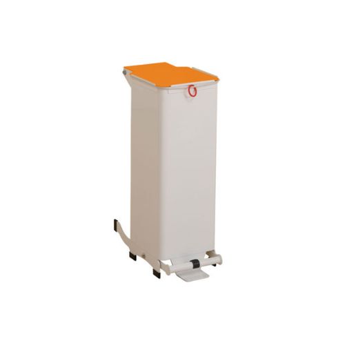 20L Waste Bin - White Body, Orange Lid
