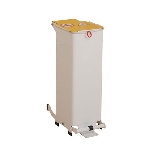 20L Waste Bin - White Body, Yellow Lid
