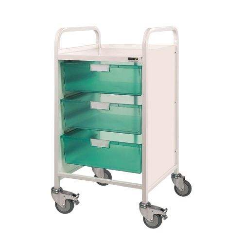 Vista 50 Trolley - 3 Double Depth Trays - Green
