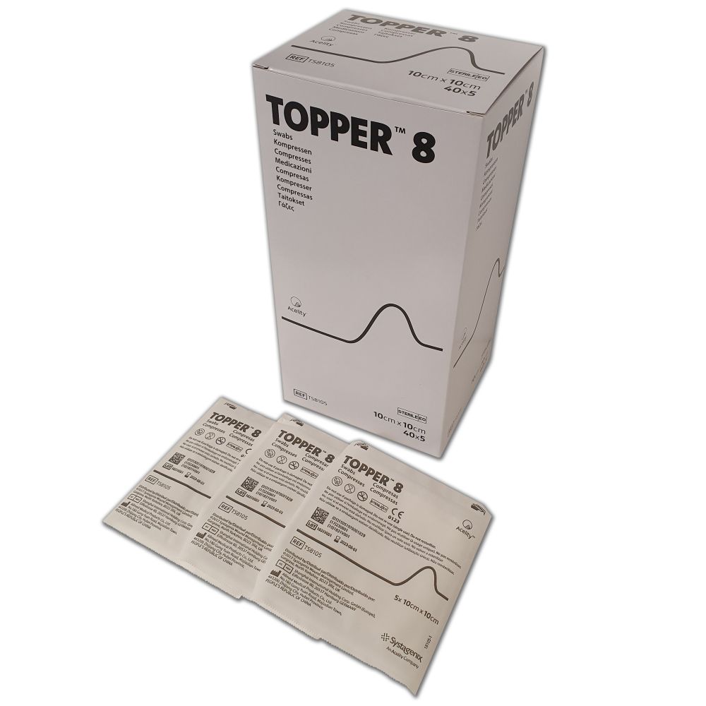 Topper 8 Swabs Sterile (in 5's) 10cm x 10cm x40