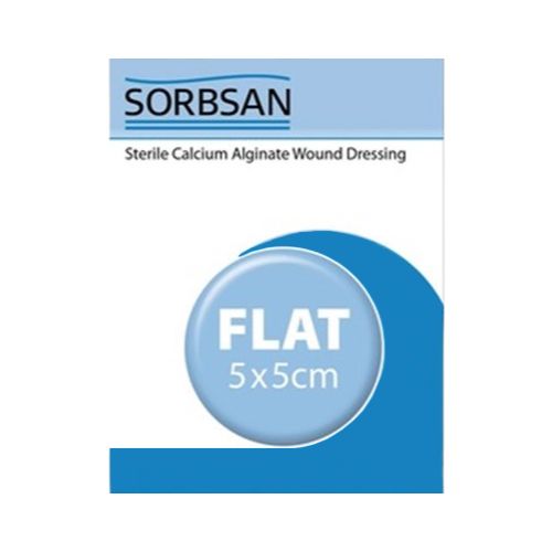 Sorbsan Flat Calcium Alginate Dressing - 5cm x 5cm x 10