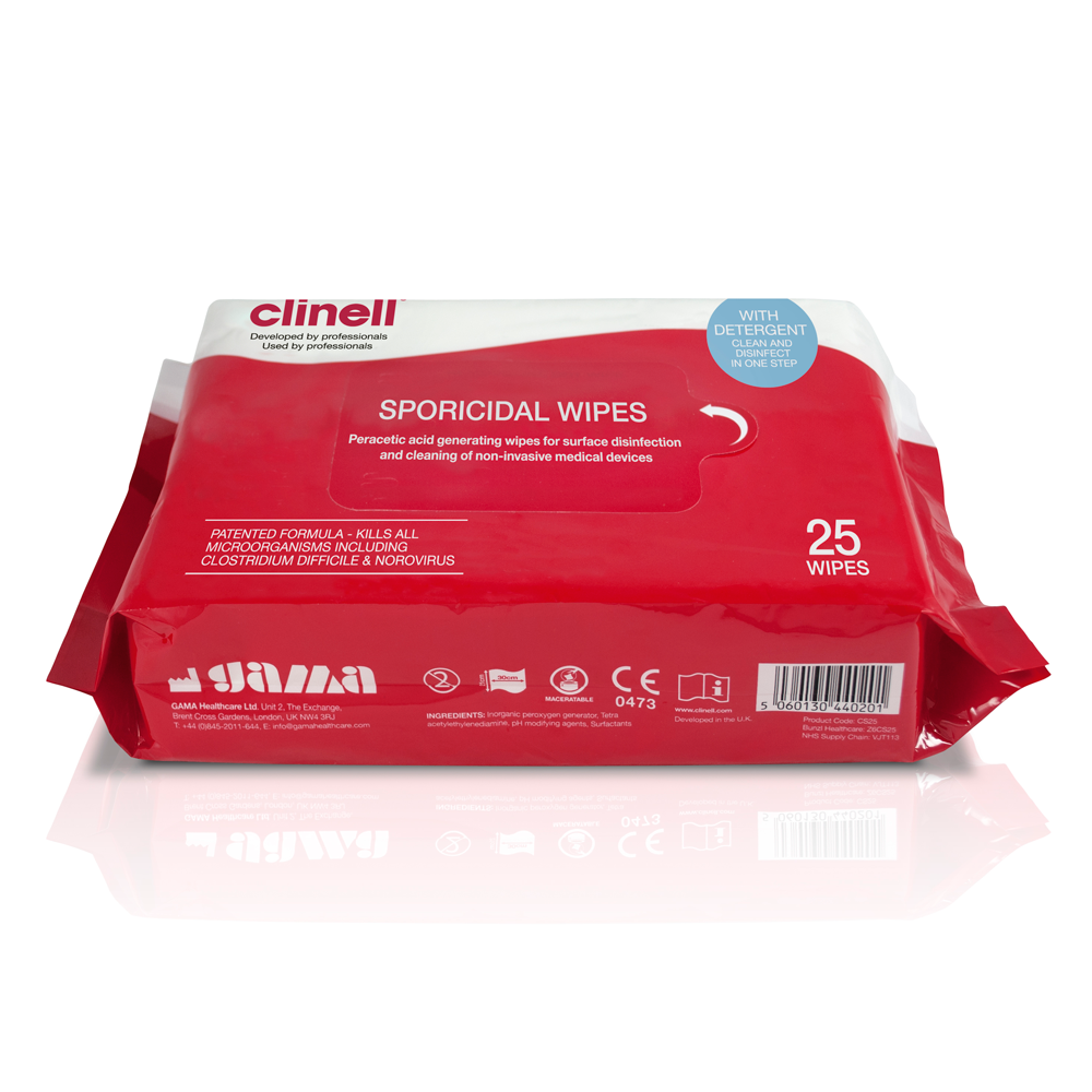 Clinell Sporicidal Wipes (Red) x 25
