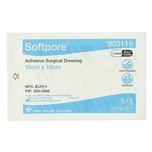 Softpore Adhesive Surgical Dressing - 10cm x 15cm x 50