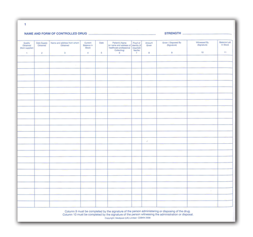 Controlled Drug Recording Book