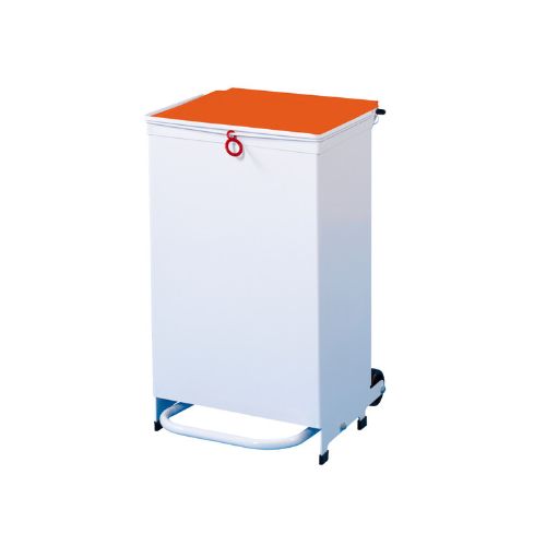 50L Waste Bin - White Body, Orange Lid