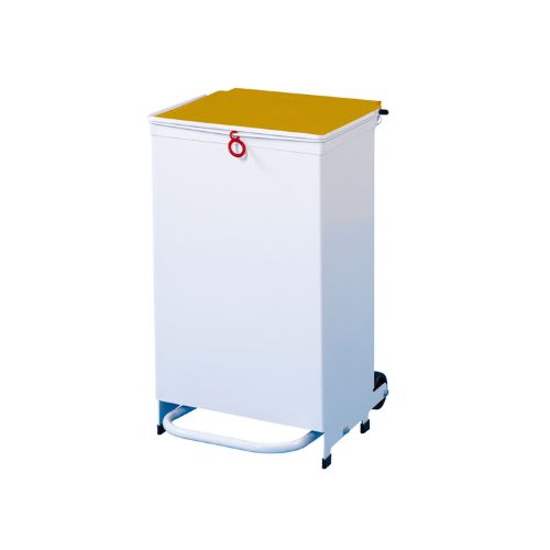 50L Waste Bin - White Body, Yellow Lid