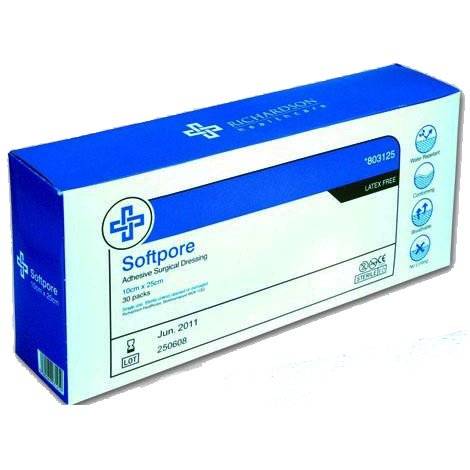 Softpore Adhesive Surgical Dressing - 10cm x 25cm x 30