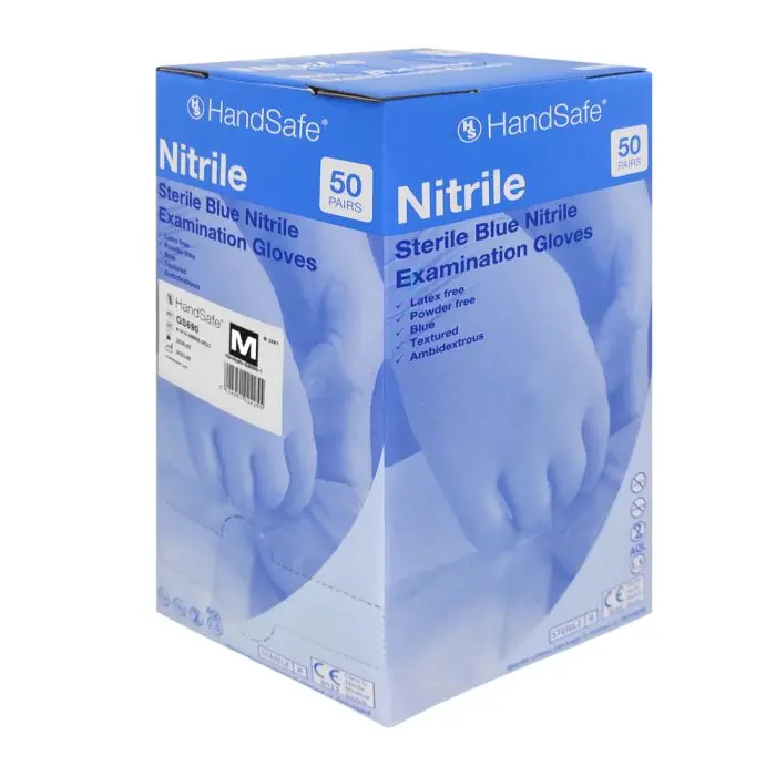 Prestige Blue Nitrile Sterile Gloves - Small x 50 pairs
