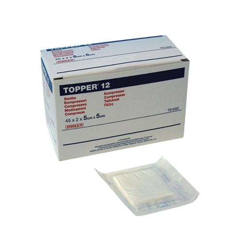 Topper 12 Swabs Sterile 6-ply 5cm x 5cm (in 2s) x 45