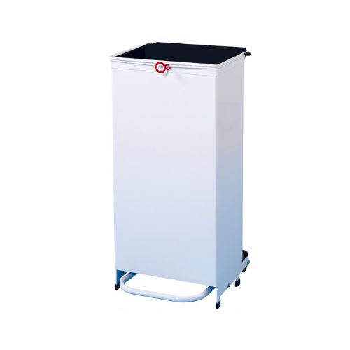 70L Waste Bin- White Body, Black Lid