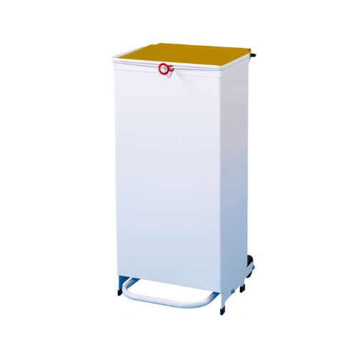 70L Waste Bin - White Body, Yellow Lid