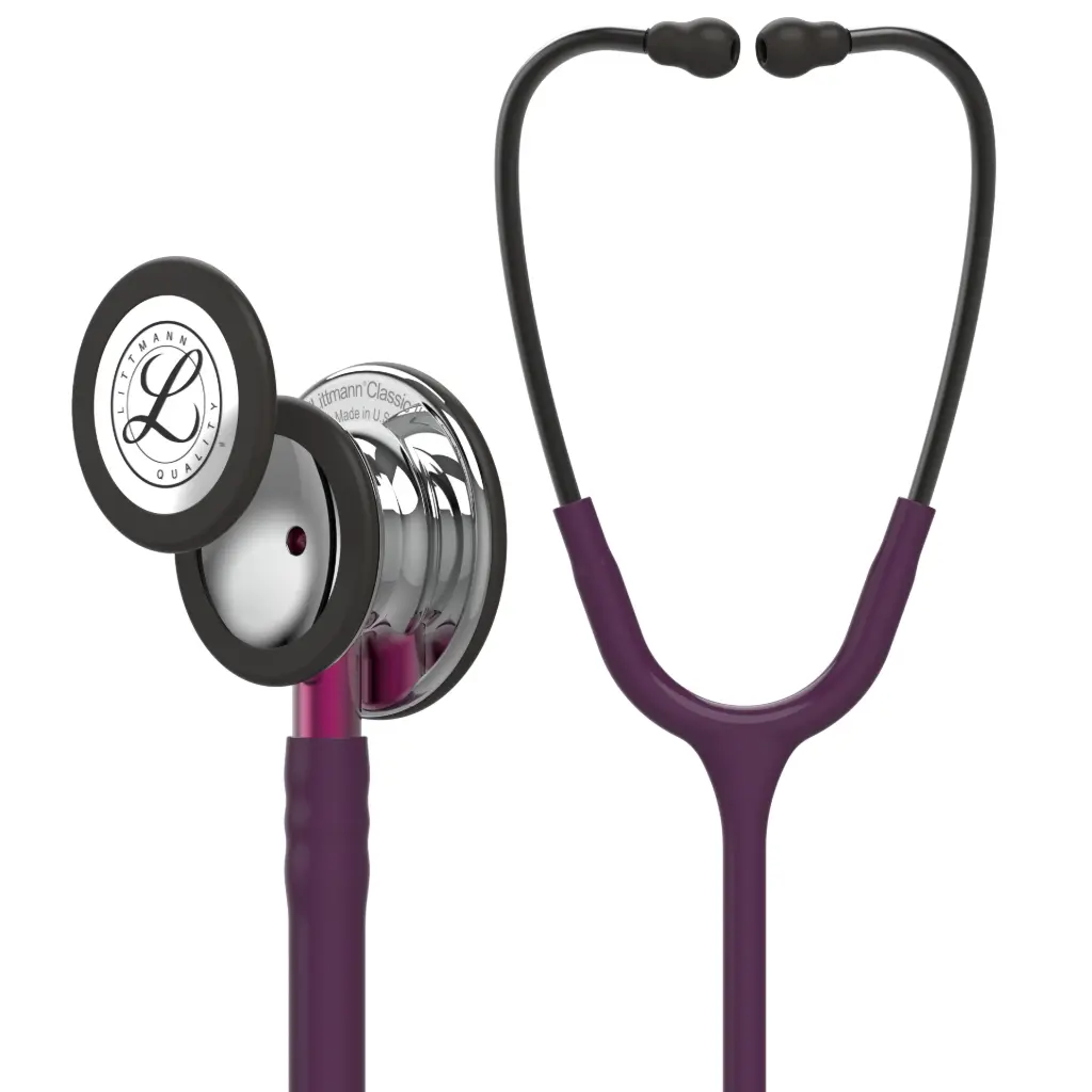 3M™ Littmann®  Classic III™ Monitoring Stethoscope, Mirror Chestpiece, Plum Tube, Pink Stem and Smoke Headset, 69 cm, 5960 