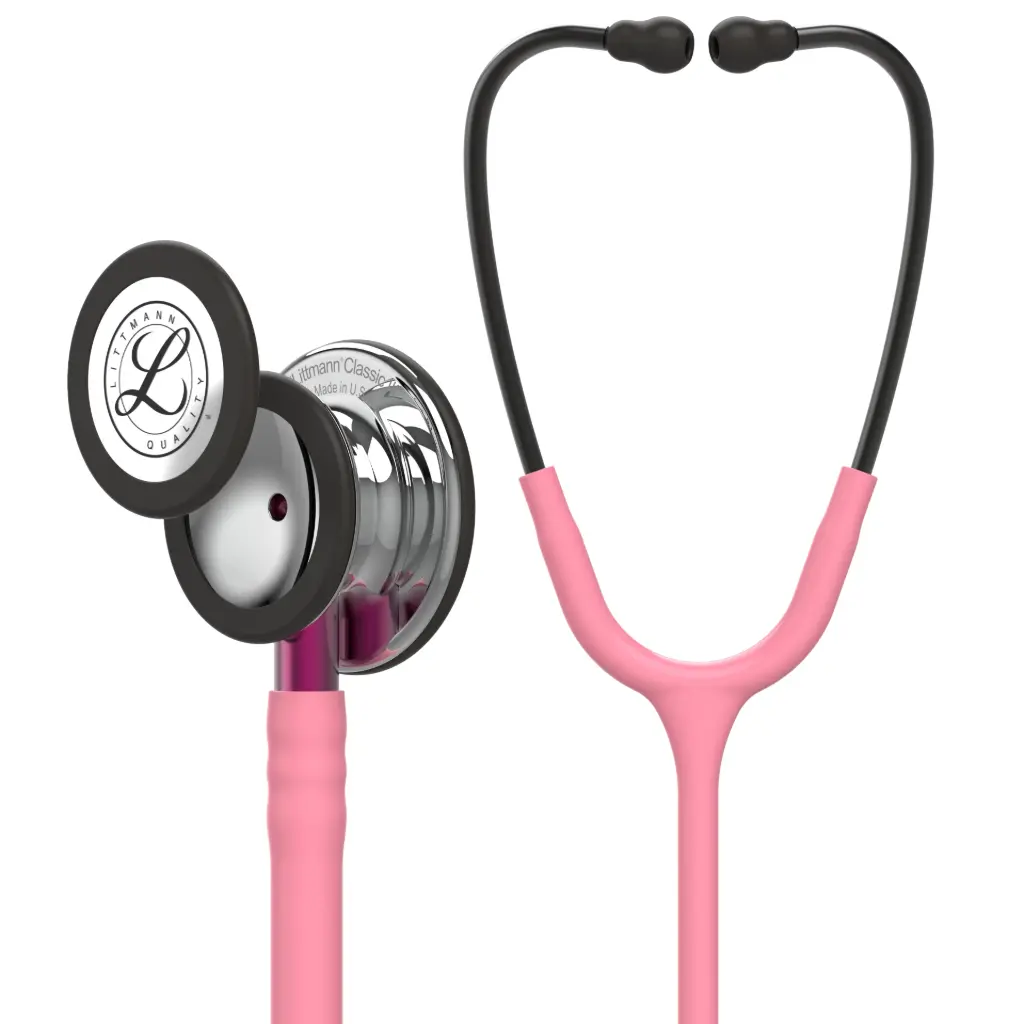 3M™ Littmann®  Classic III™ Monitoring Stethoscope, Mirror Chestpiece, Pearl Pink Tube, Pink Stem and Smoke Headset, 69 cm, 5962