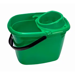Plastic Mop Bucket w/Wringer 14 Litre  - Green