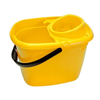 Plastic Mop Bucket 14 Litre w/Wringer - Yellow