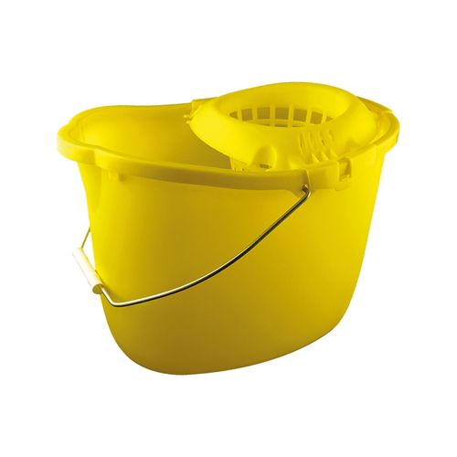 Plastic Mop Bucket 15 Litre w/Wringer - Yellow