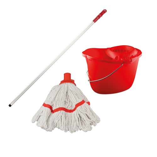 Mop and Bucket Set - Red