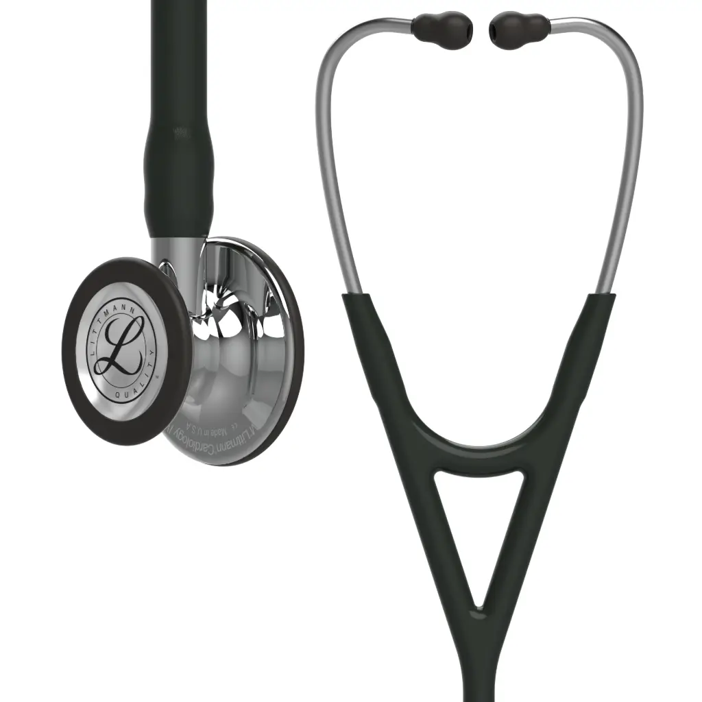 3M™ Littmann® Cardiology IV™ Diagnostic Stethoscope,  Mirror Finish Chestpiece and Stem, Black Tube, Stainless Headset, 69 cm, 6177 