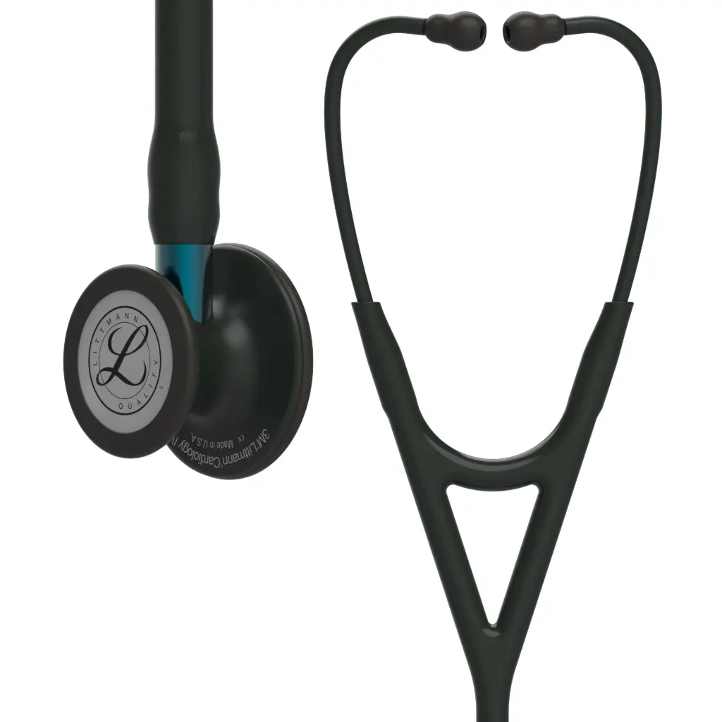 3M™ Littmann® Cardiology IV™ Diagnostic Stethoscope, Black Finish Chestpiece, Black Tube, Blue Stem and Black Headset, 69 cm, 6201 