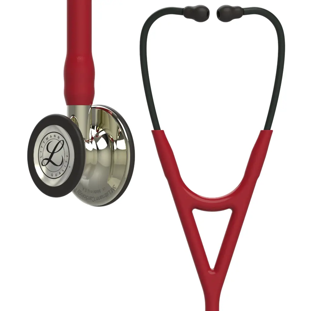 3M™ Littmann® Cardiology IV™ Diagnostic Stethoscope, Champagne Finish Chestpiece and Stem, Burgundy Tube, Smoke Headset, 69 cm, 6176
