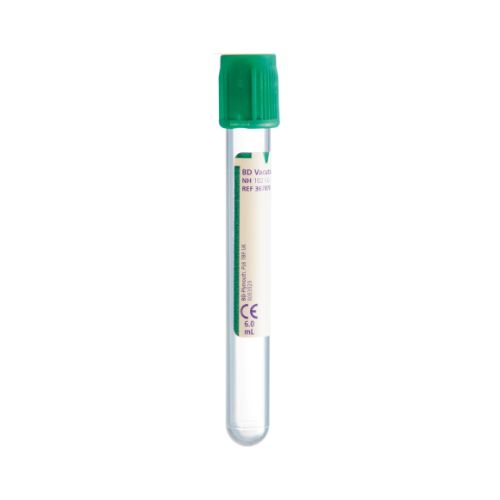 BD Vacutainer Sodium Heparin Plasma+ Tube, 6mL, Green x 100