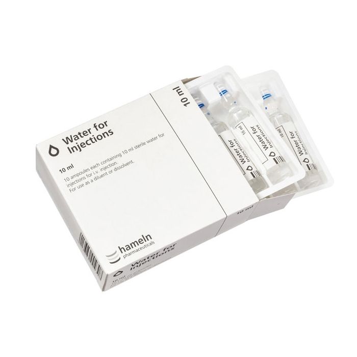Water for Injection 10ml x 10 amps (glass ampoules)