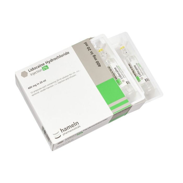 Lidocaine 2% 20ml 400mg Amp x 10