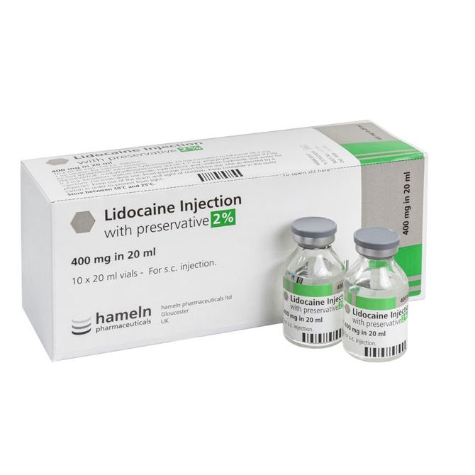 Lidocaine 2% 20ml 400mg Vial x 10 *NOT AVAILABLE*