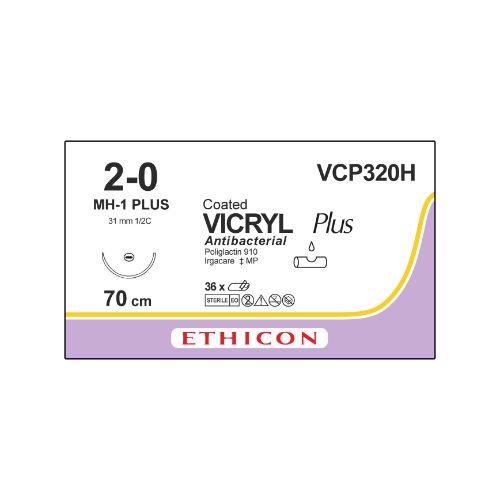 Coated Vicryl Plus 2/0 Violet31mm1/2TaperpointPlusNeedlex36