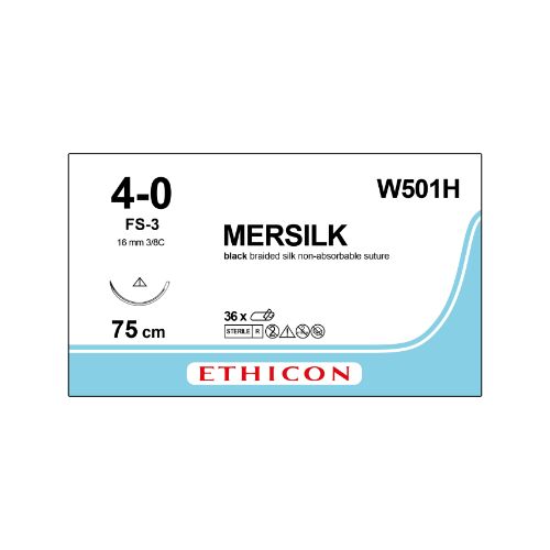 Mersilk 4/0 Black 16mm 3/8 Conventional Cutting Needle x 36