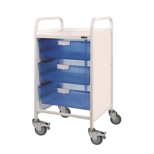 Vista 50 Trolley - 3 Double Depth Trays - Blue