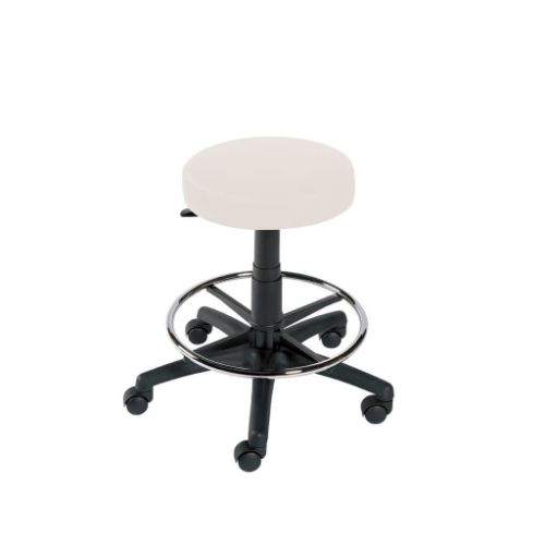 Gas Lift Stool with Foot Ring - White