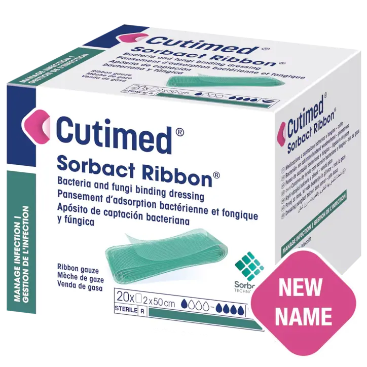 Cutimed Sorbact Ribbon Gauzes - 5cm x 2m - Pack of 10