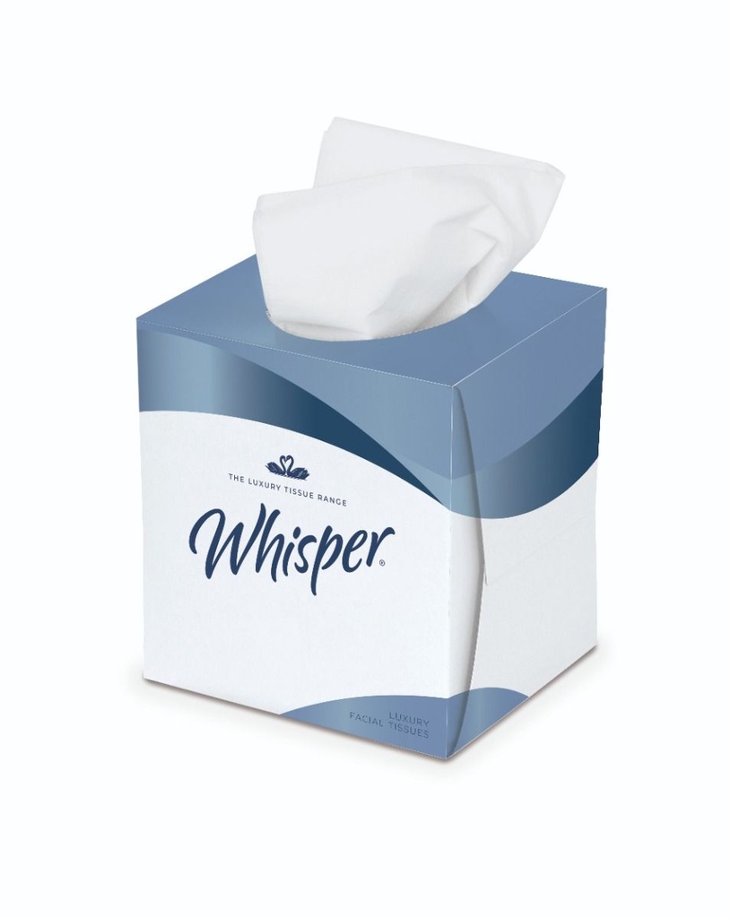 Whisper 2-ply White Cube Facial Tissues 70 sheets x24 boxes