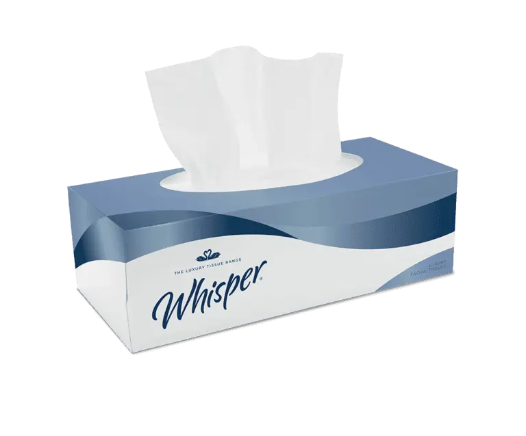 Whisper 2-ply White Facial Tissues 100 sheets x36 boxes (FT2W36)