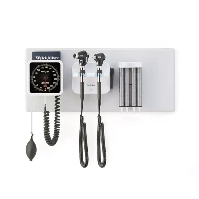Welch Allyn 777 Wall Set with PanOptic Basic LED Ophthalmoscope and MacroView Basic LED Otoscope