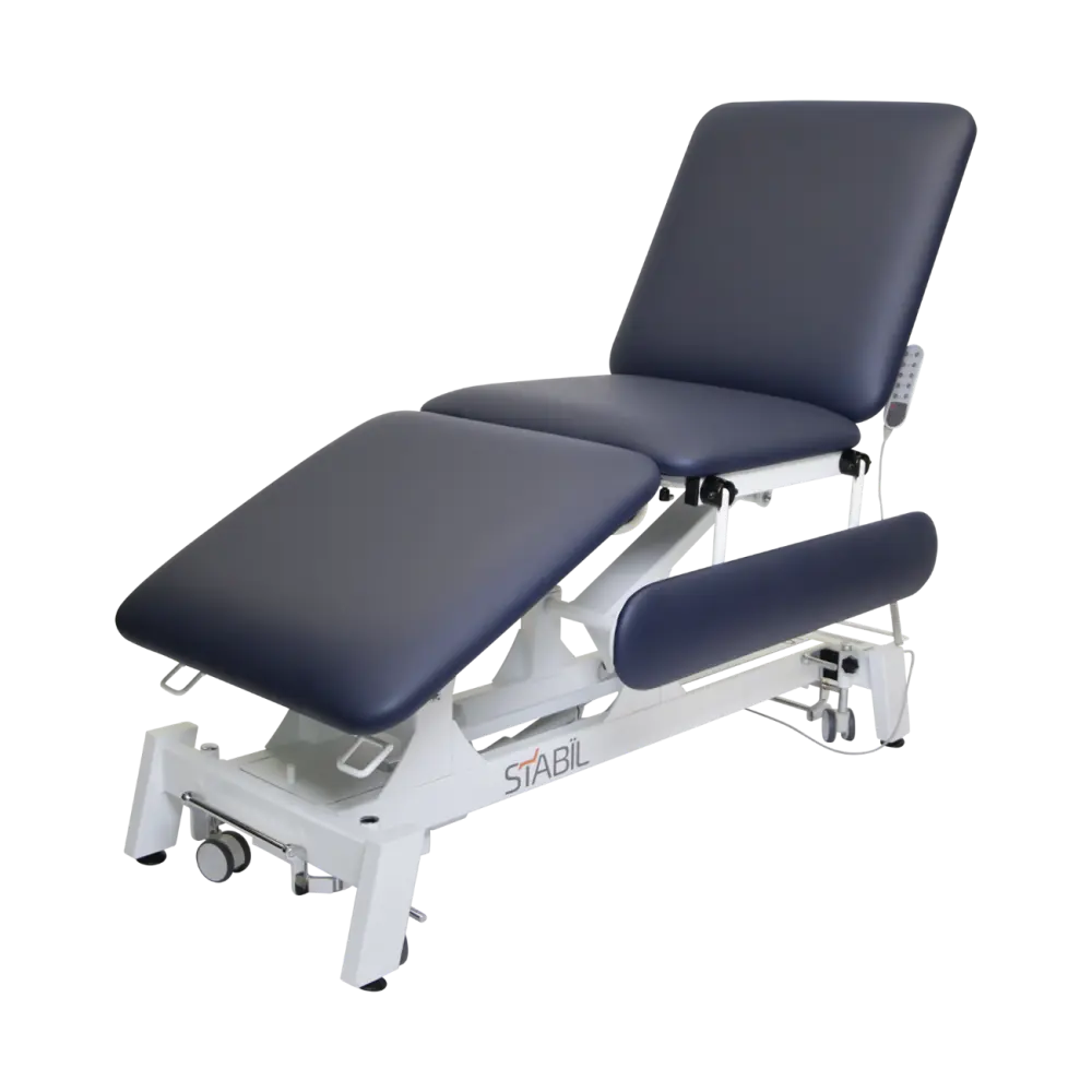 Klinical 3-Section Couch, White/Navy, Electric Backrest