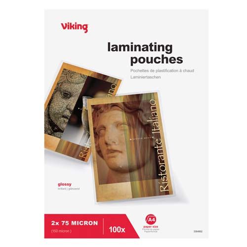 150 Micron A4 Clear Gloss Laminating Pouches x100