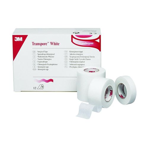 3M Transpore Medical Tape - White - 2.5cm x 9.1m x 12