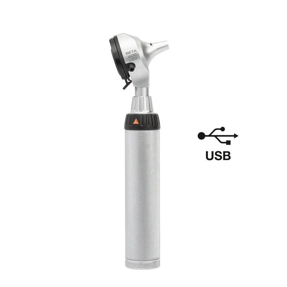 HEINE BETA 400 LED F.O. Otoscope with BETA4 USB Rechargeable Handle+USB Cord