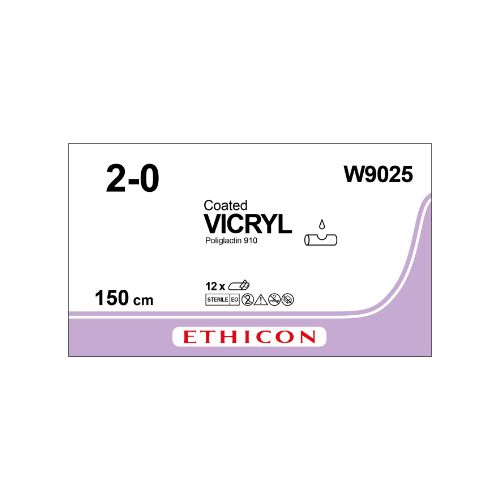 Coated Vicryl 2/0 150cm Violet Needle x 12