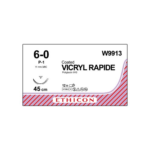 Coated Vicryl Rapide 6/0 Undyed 11mm 3/8 RC Prime Needle x12