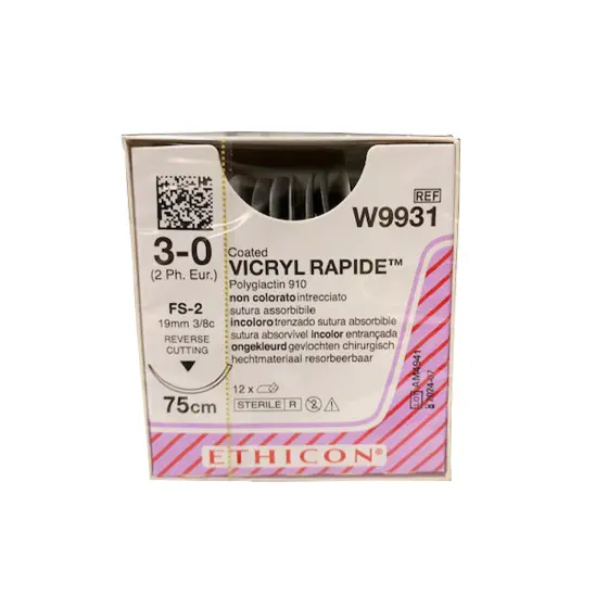 Vicryl Rapide 3/0, 75cm, 19mm, x 12