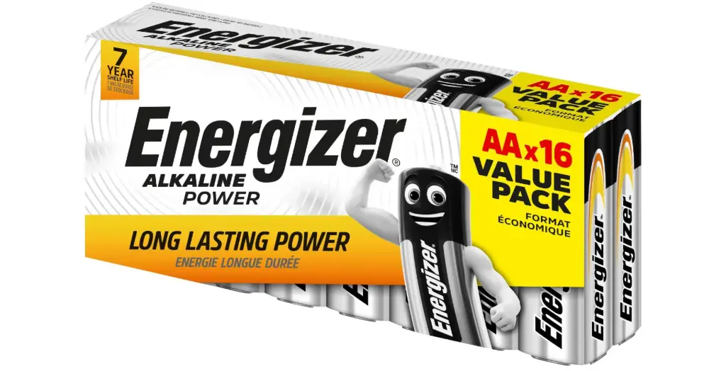 Energizer AA Alkaline Batteries Power LR6 1.5V Pack of 16