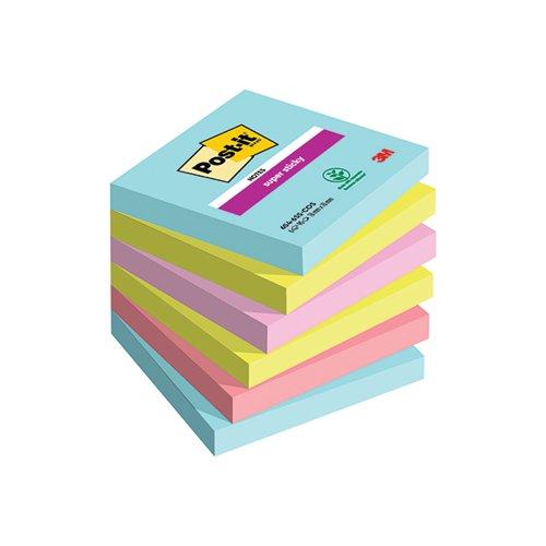 Post-it Super Sticky Notes 76x76mm 90 Sheets Cosmic 654-6SS-COS x 6
