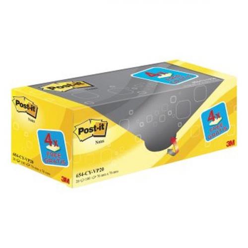 3M Post-it Note Value Display Pack Dispenser with Pads - 76x76mm Yellow x 20